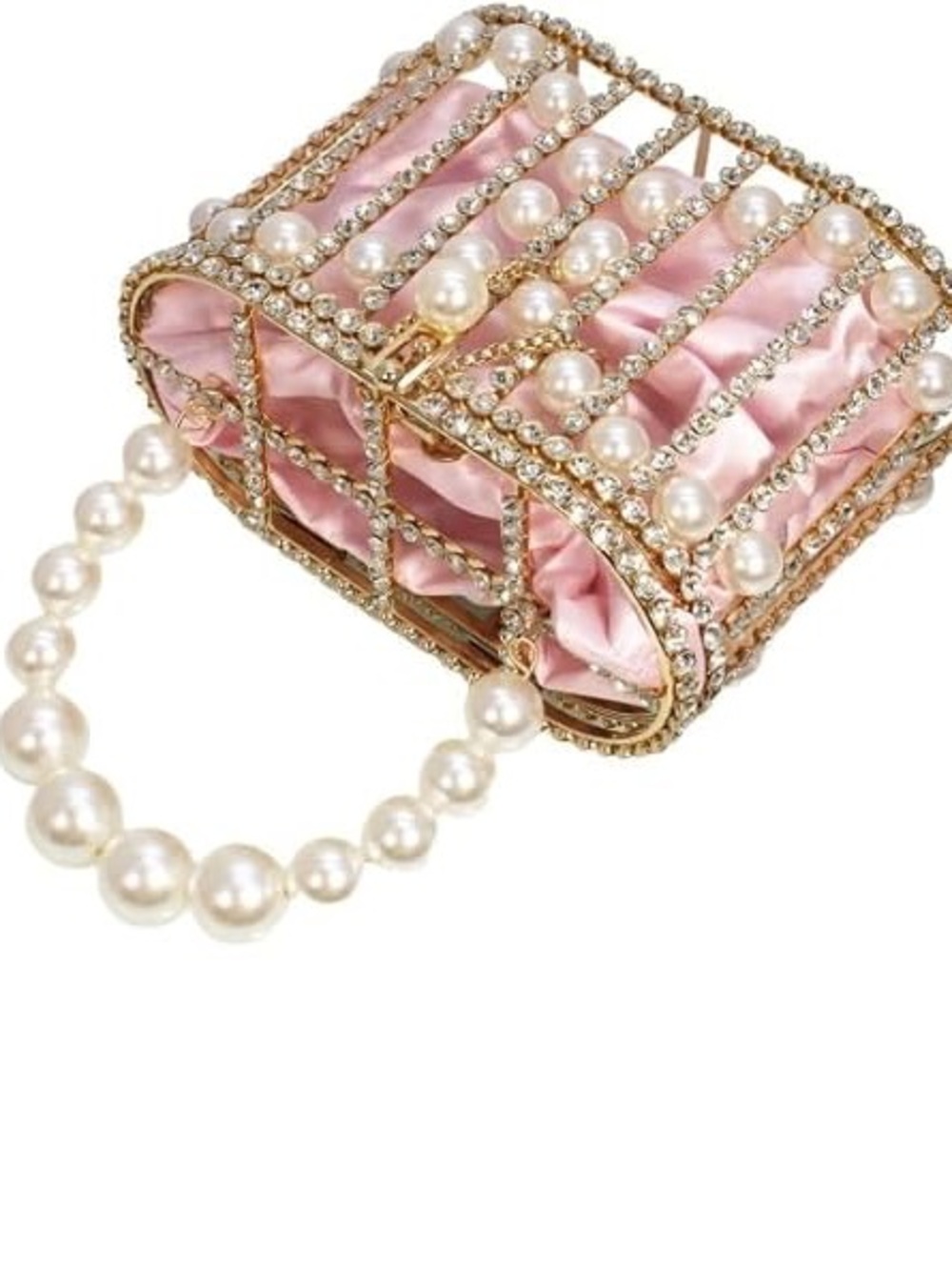 NEW Sparkling Bling Swarovski Crystal Pearl Clutch Purse Bag: Pink Champagne - Picture 4 of 10